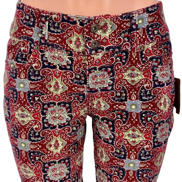 Vtg Y2K NWT Tommy Hilfiger Paisley Floral Wide Leg Corduroy Jeans | Boho Grunge - Picture 3 of 16